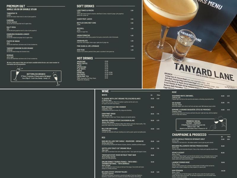 Tanyard Lane Bar & Kitchen Menu