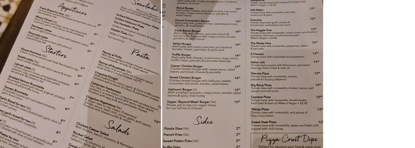 Bistro 66 Menu