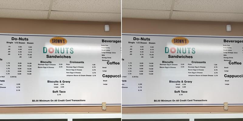 Srown's Donuts Menu