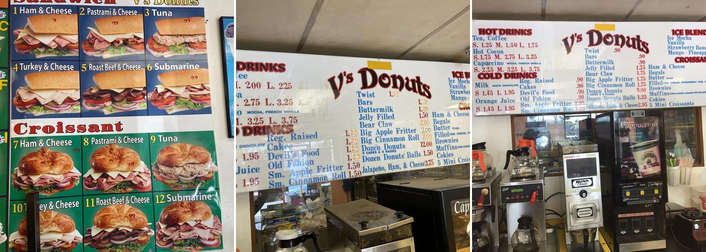 V's Donuts Menu