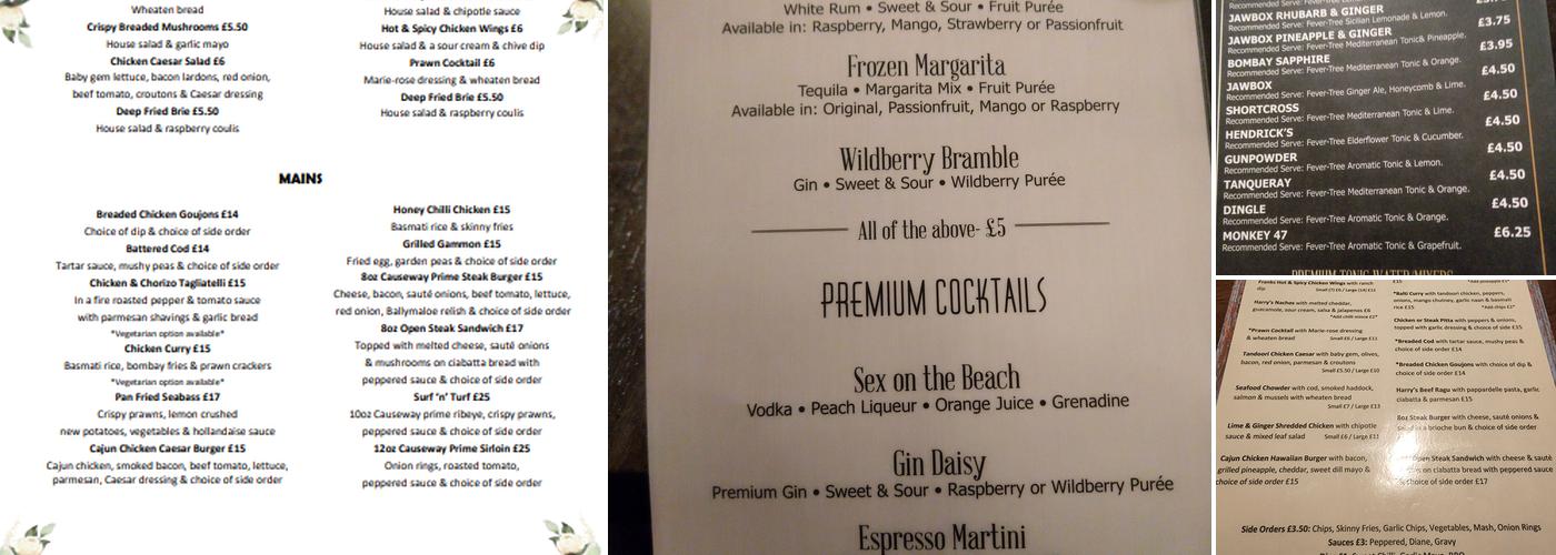 Harry’s Bar & Kitchen Menu