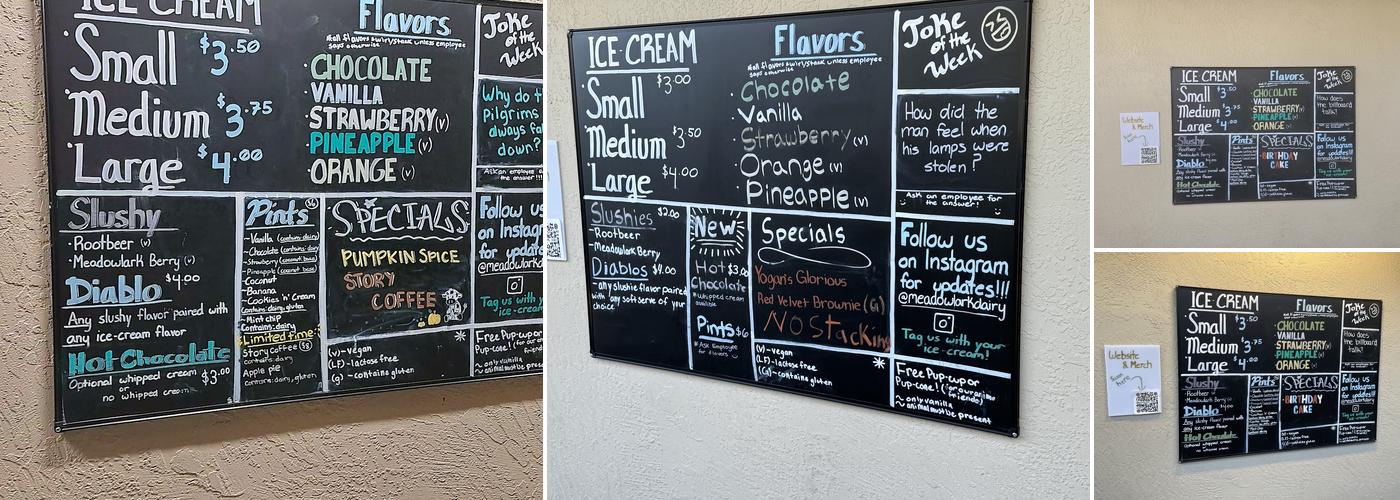 Meadowlark Dairy Menu