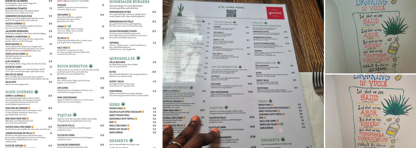 Yucca London Menu