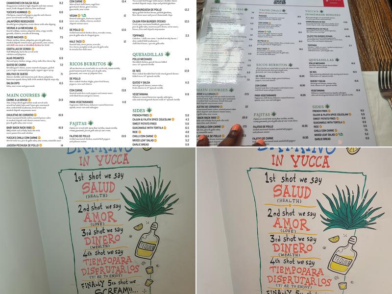 Yucca London Menu