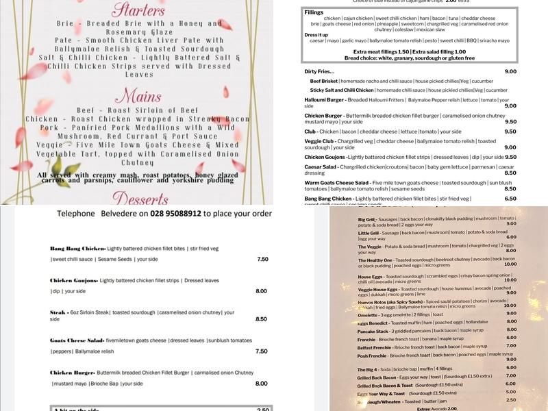 Belvedere Cafe Restaurant Menu