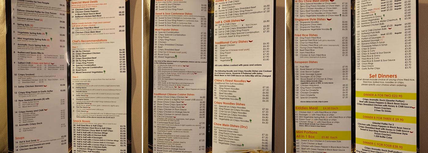 Chinas Finest Menu