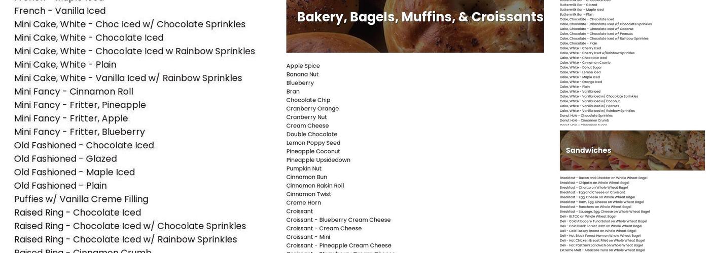 Winchell's Donut House Menu