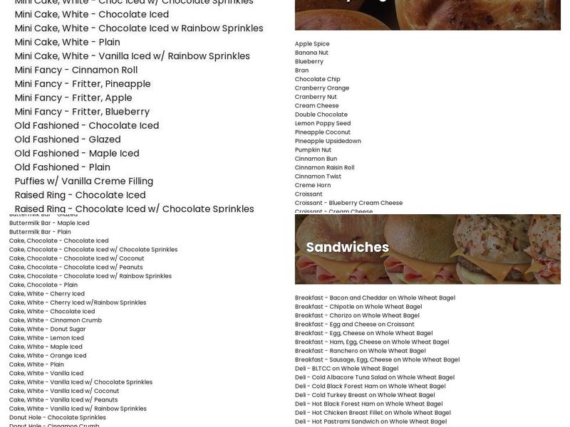 Winchell's Donut House Menu