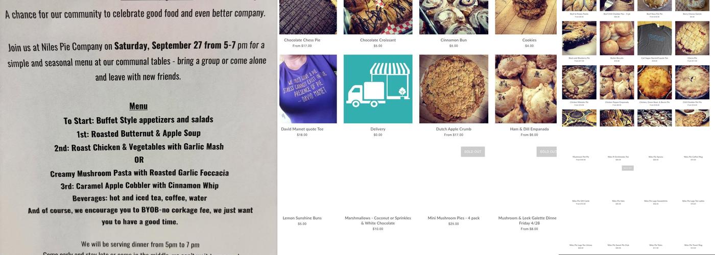 Niles Pie Company Menu