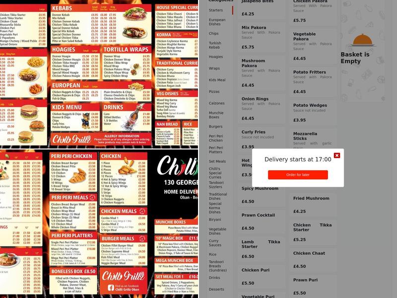 Chilli Grillz Oban Menu
