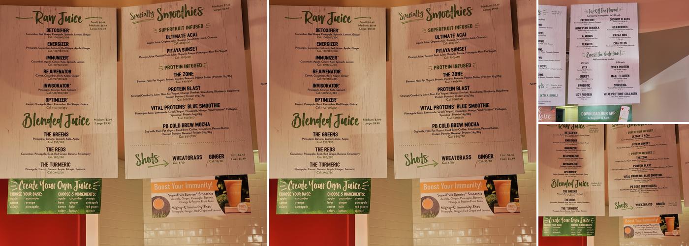 Juice It Up! Menu