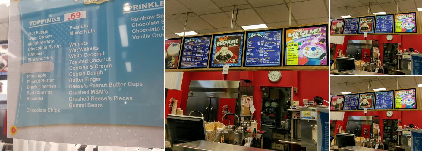 Marshall's Ice Cream Bar Menu