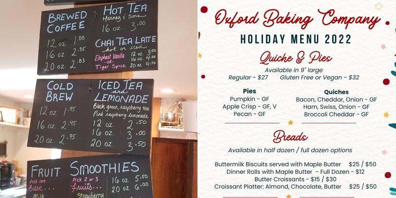 Oxford Baking Company Menu