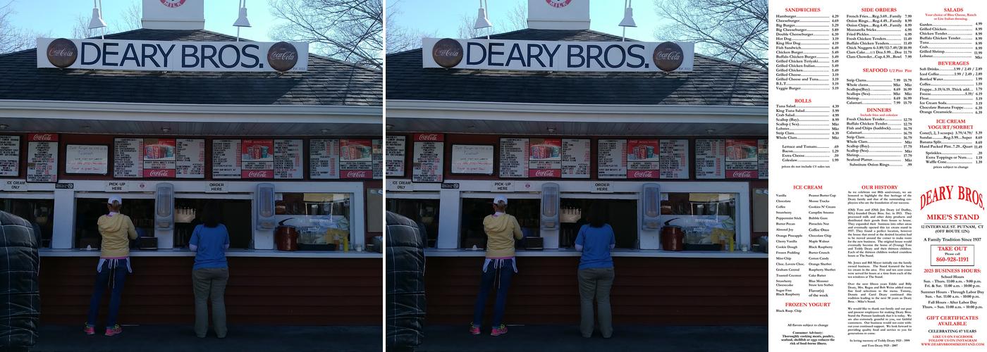 Deary Brothers Mike's Stand Menu