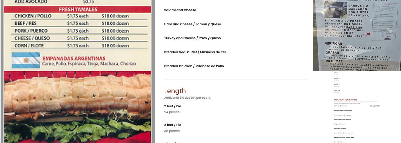 Sonora Bakery Menu