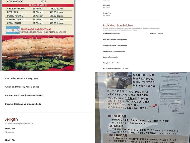 Sonora Bakery Menu