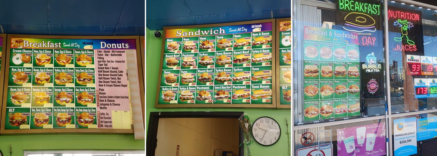 Mandilon Donuts Menu