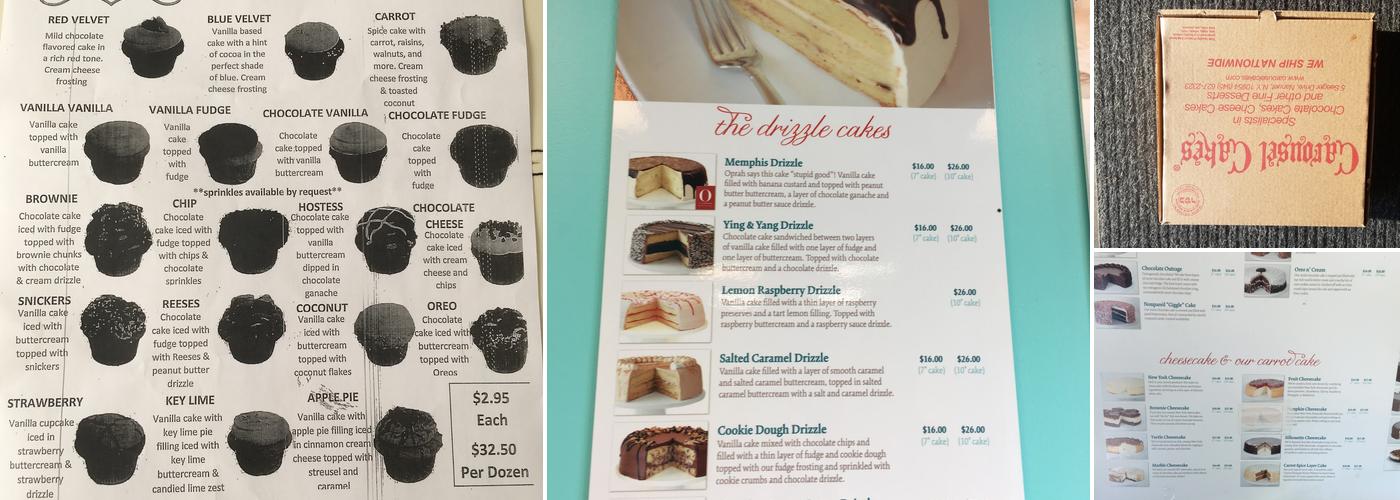 Carousel Cakes Menu