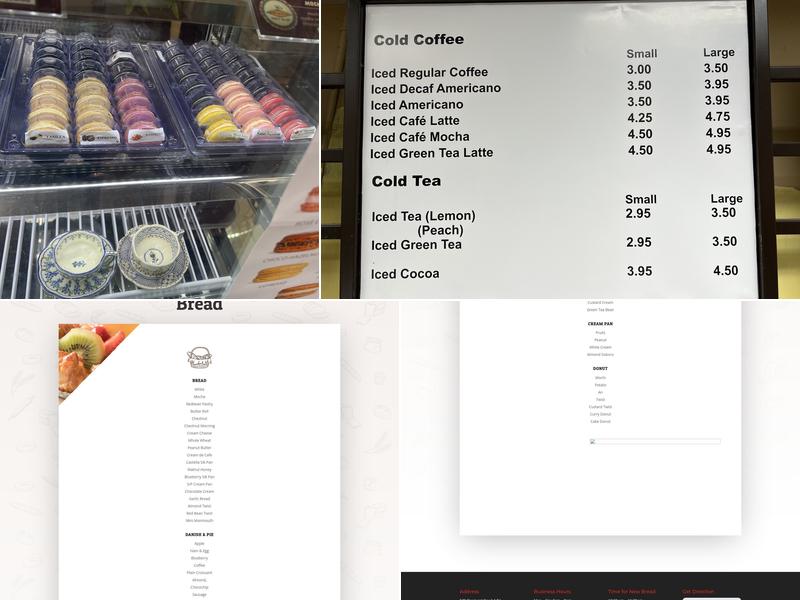 GATEAUX Bakery Menu