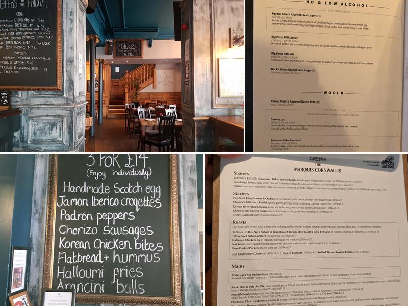 The Marquis Cornwallis Menu