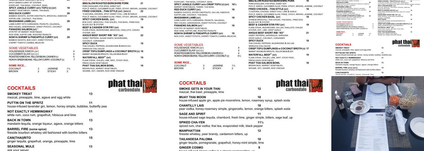 Phat Thai Menu