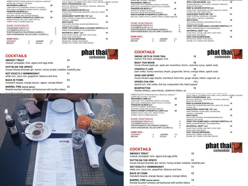 Phat Thai Menu