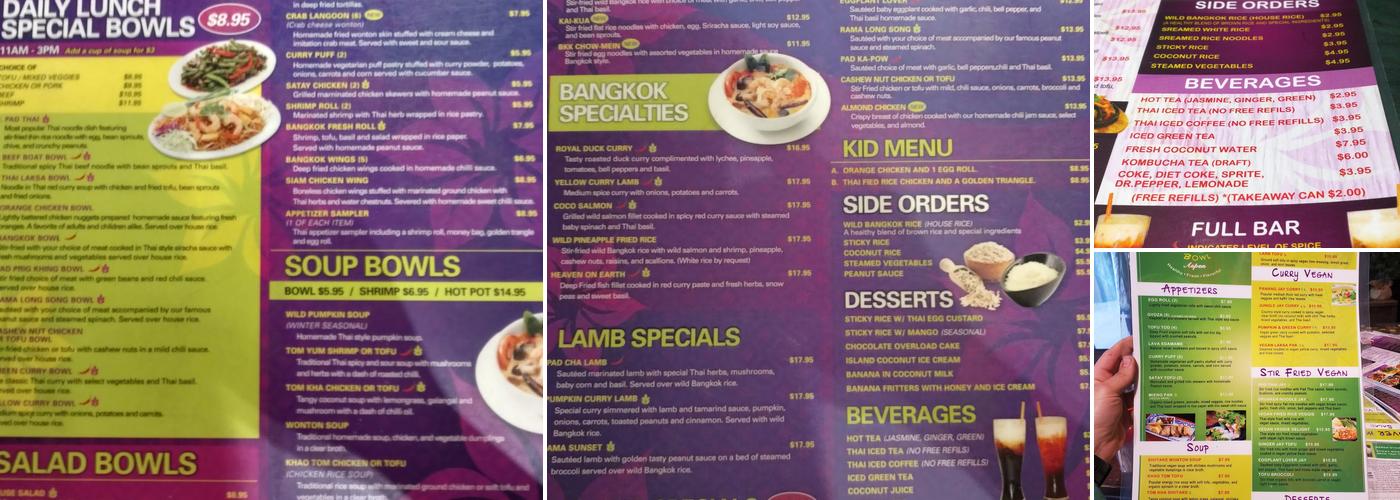 Bangkok Happy Bowl Thai Bistro and Bar Menu