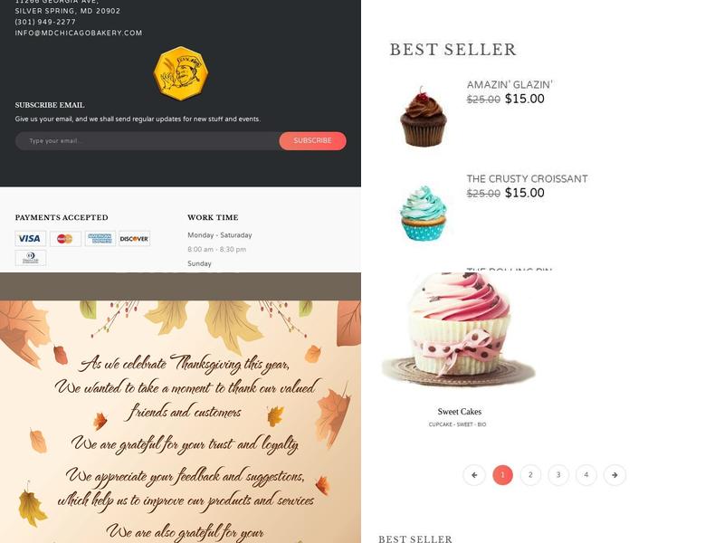 Chicago Bakery Menu