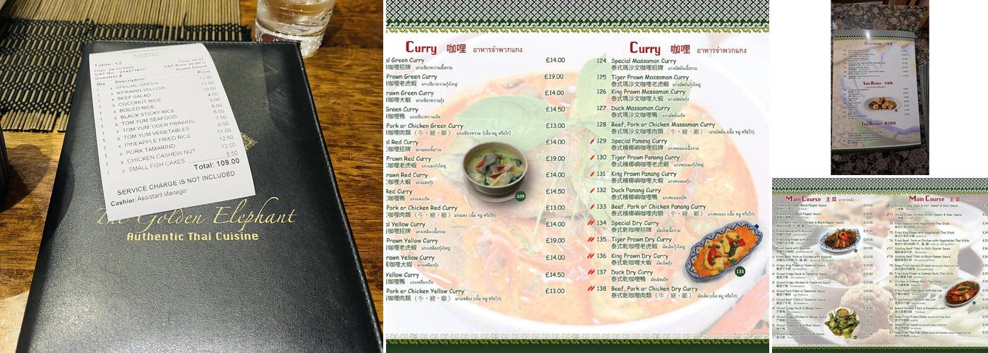The Golden Elephant Menu