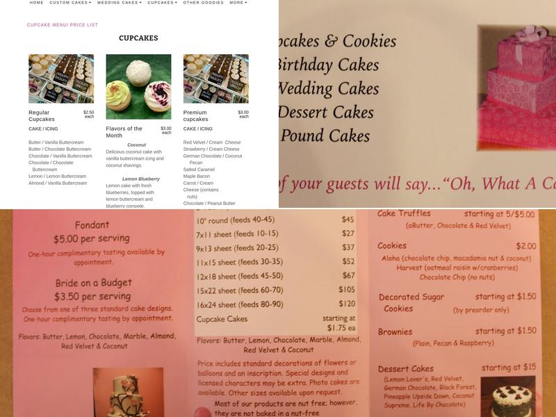 Oh, What A Cake! Menu