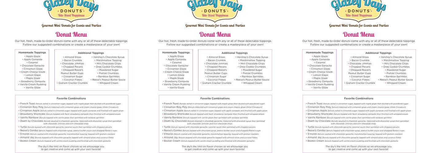 Glazey Days Donuts Menu