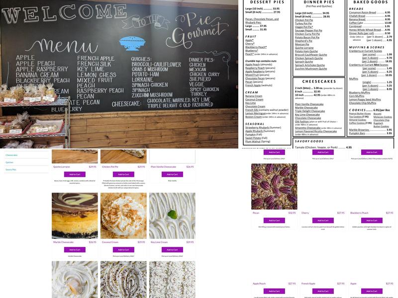 Pie Gourmet Menu