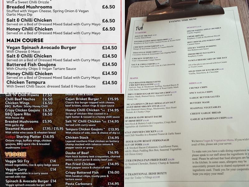 Hunting Lodge Bar & Restaurant Menu
