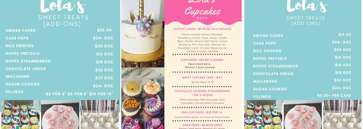 Lola's Cupcakes Menu