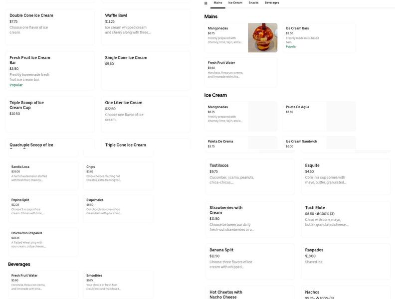 La Monarca Michoacana Menu