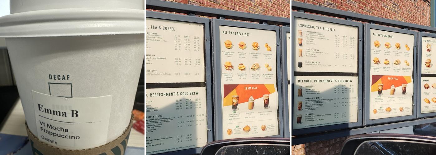 Starbucks Coffee Company Menu