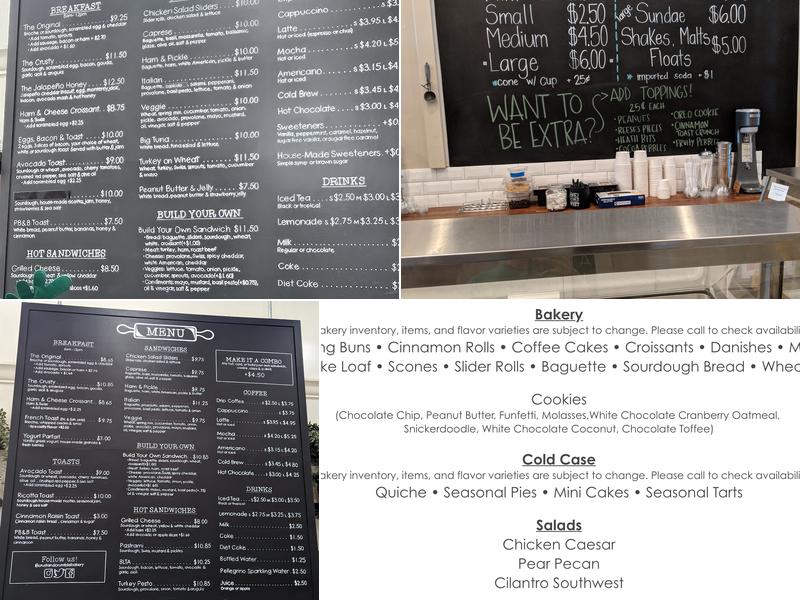 Crust & Crumble Bakery Menu