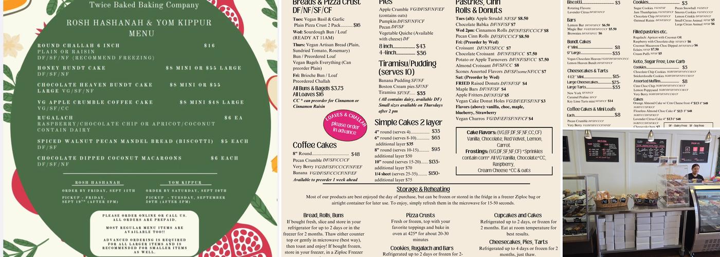 Twice Baked Gluten Free Baking Company Menu