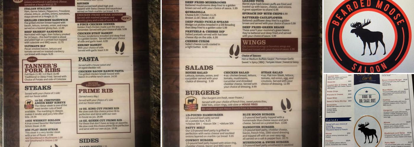 Bearded Moose Saloon Menu