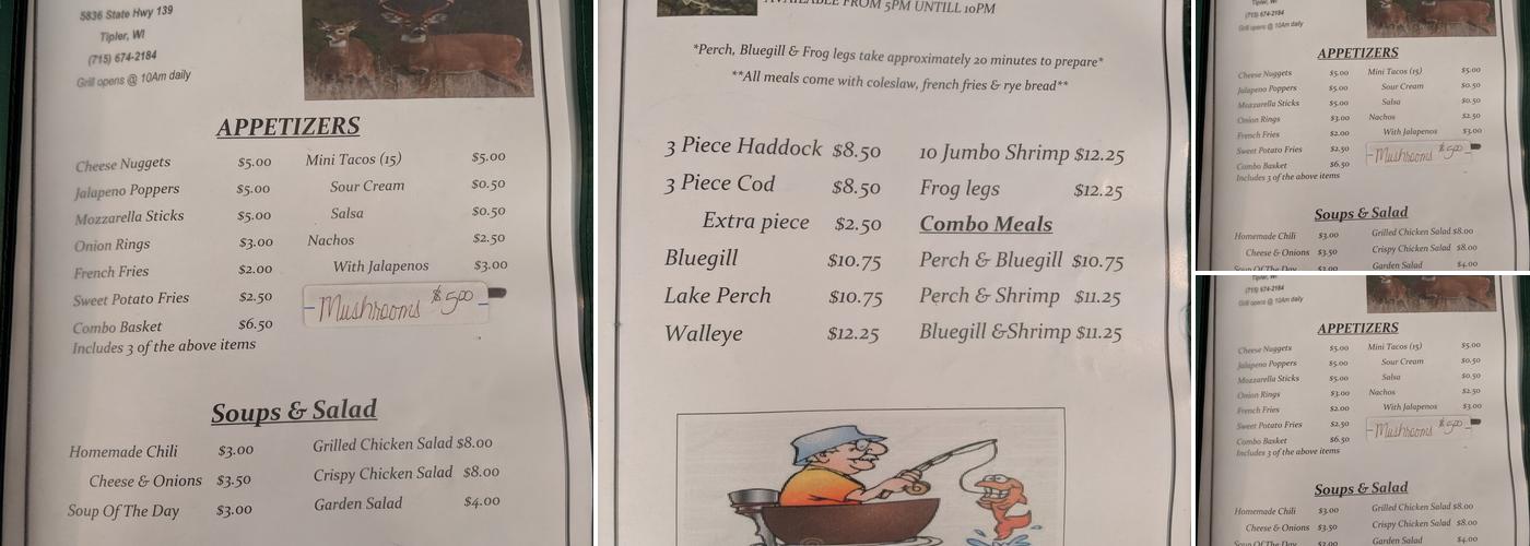 Whitetail Inn Menu