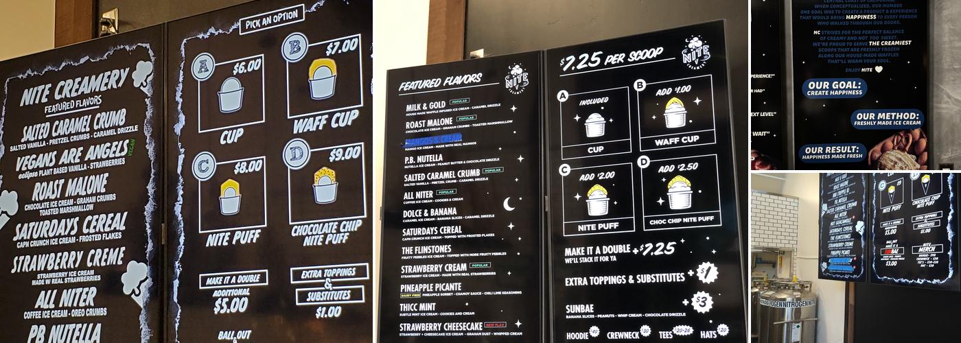 Nite Creamery Menu