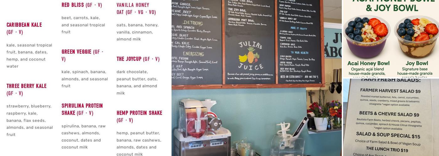Julia's Juice Bar Menu