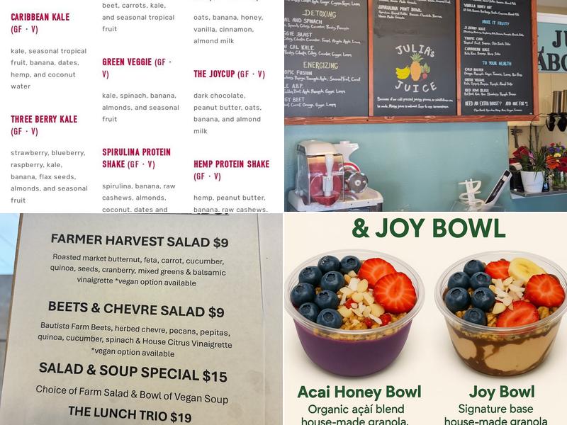 Julia's Juice Bar Menu