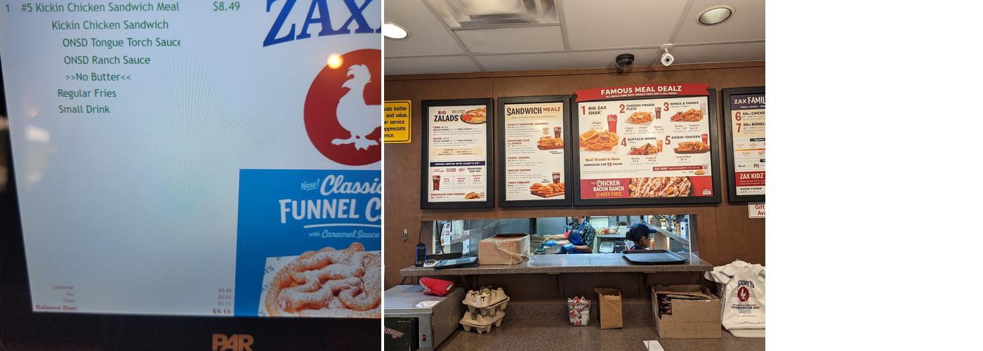 Zaxby's Chicken Fingers & Buffalo Wings Menu