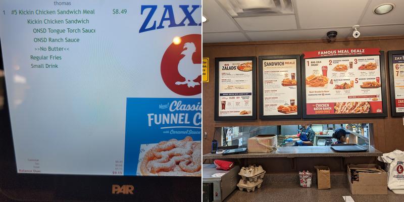 Zaxby's Chicken Fingers & Buffalo Wings Menu