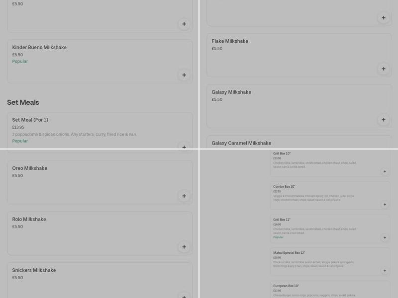 CURRY MAHAL & SWEET ENOUGH Menu