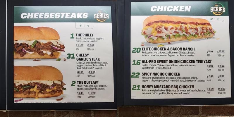 Subway Menu