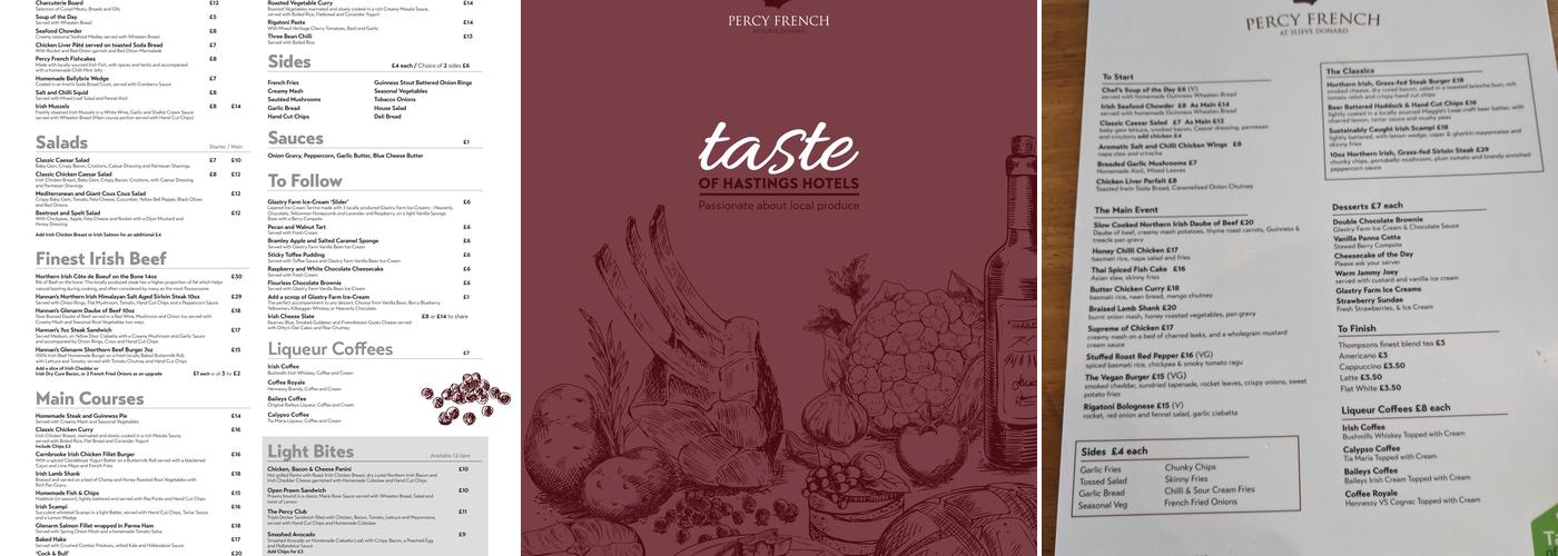 Percy French Inn Menu