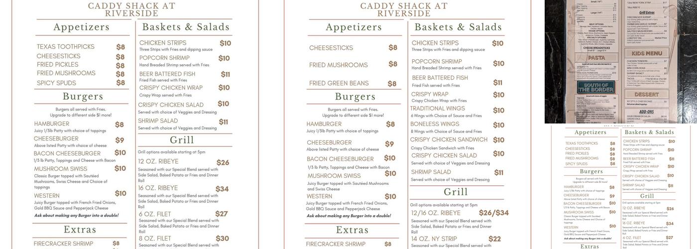Caddy Shack at Riverside Menu