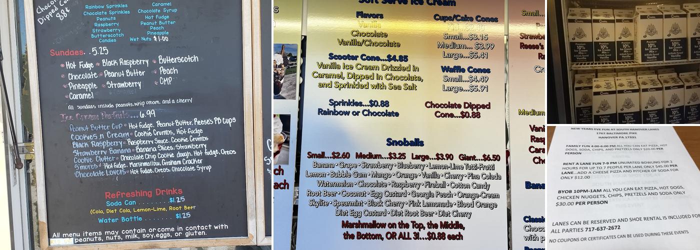 Ben and Scooter's Hanover Menu